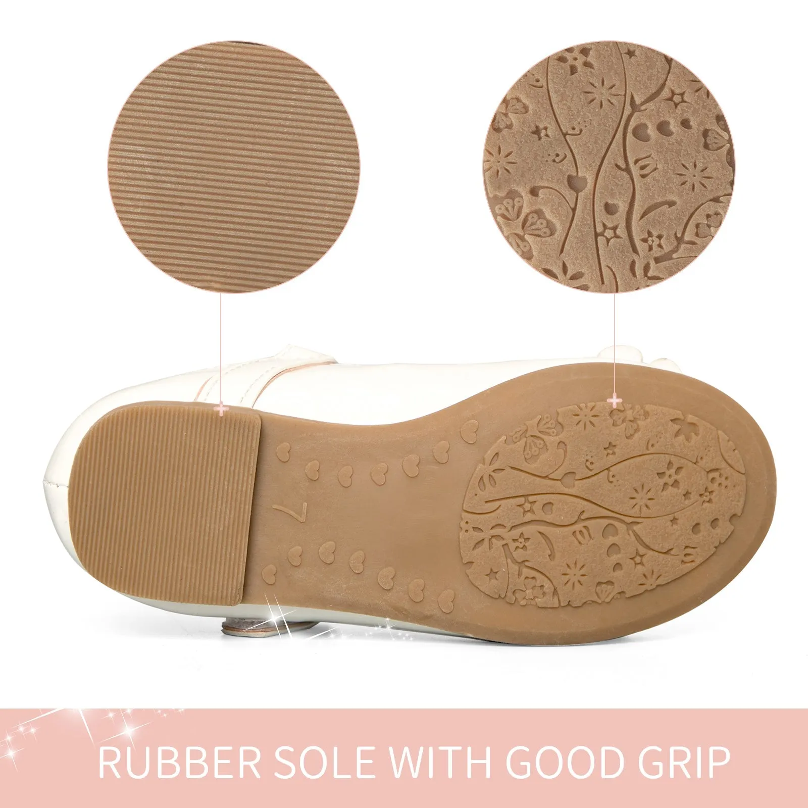 Kids Dress Shoes-Stereoscopic Flower White Mary Jane Shoes