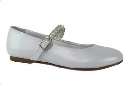 KINDLE Girls White Communion Shoe:- 6439 Pump