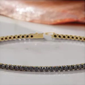 King Cobra- Black Diamonds Tennis Bracelet in Yellow Gold