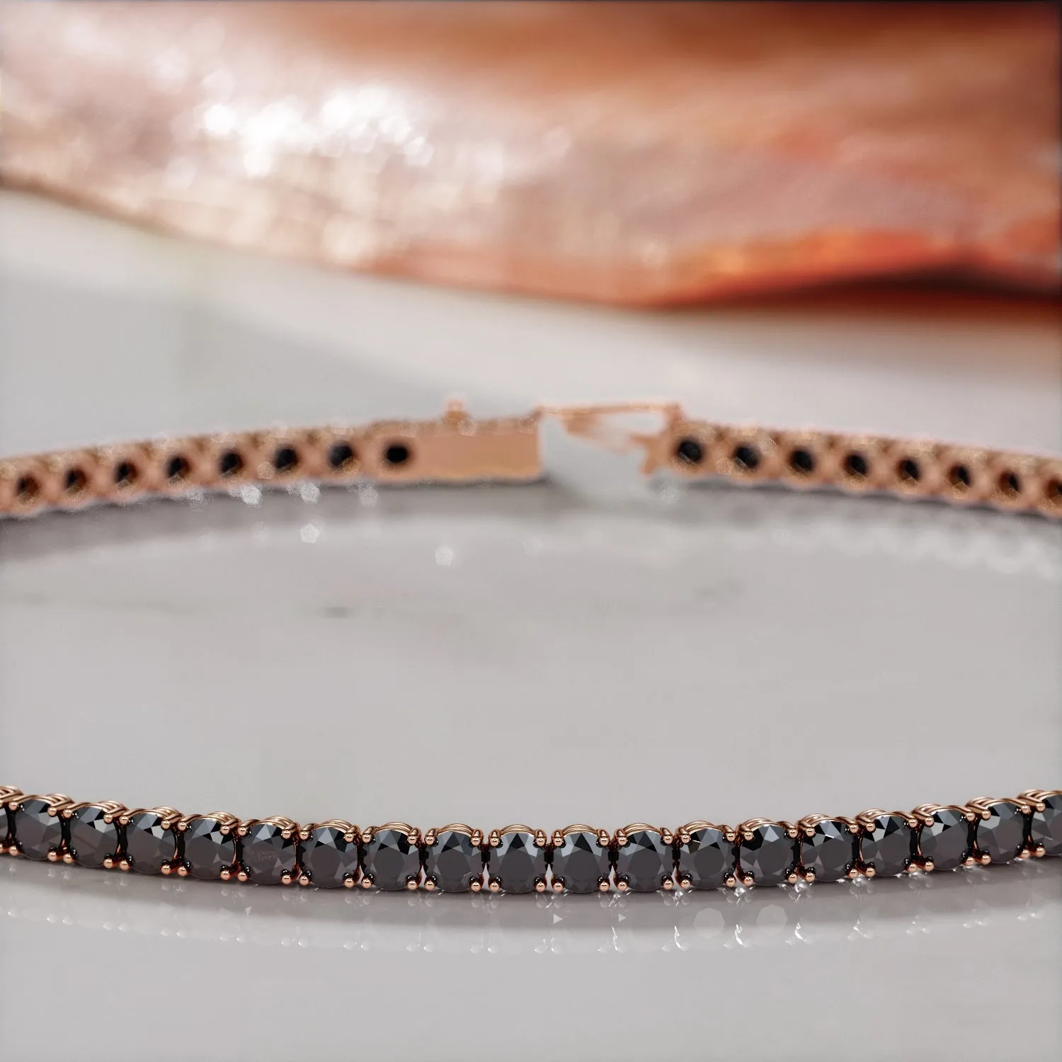 King Cobra- Black Diamonds Tennis Bracelet in Yellow Gold