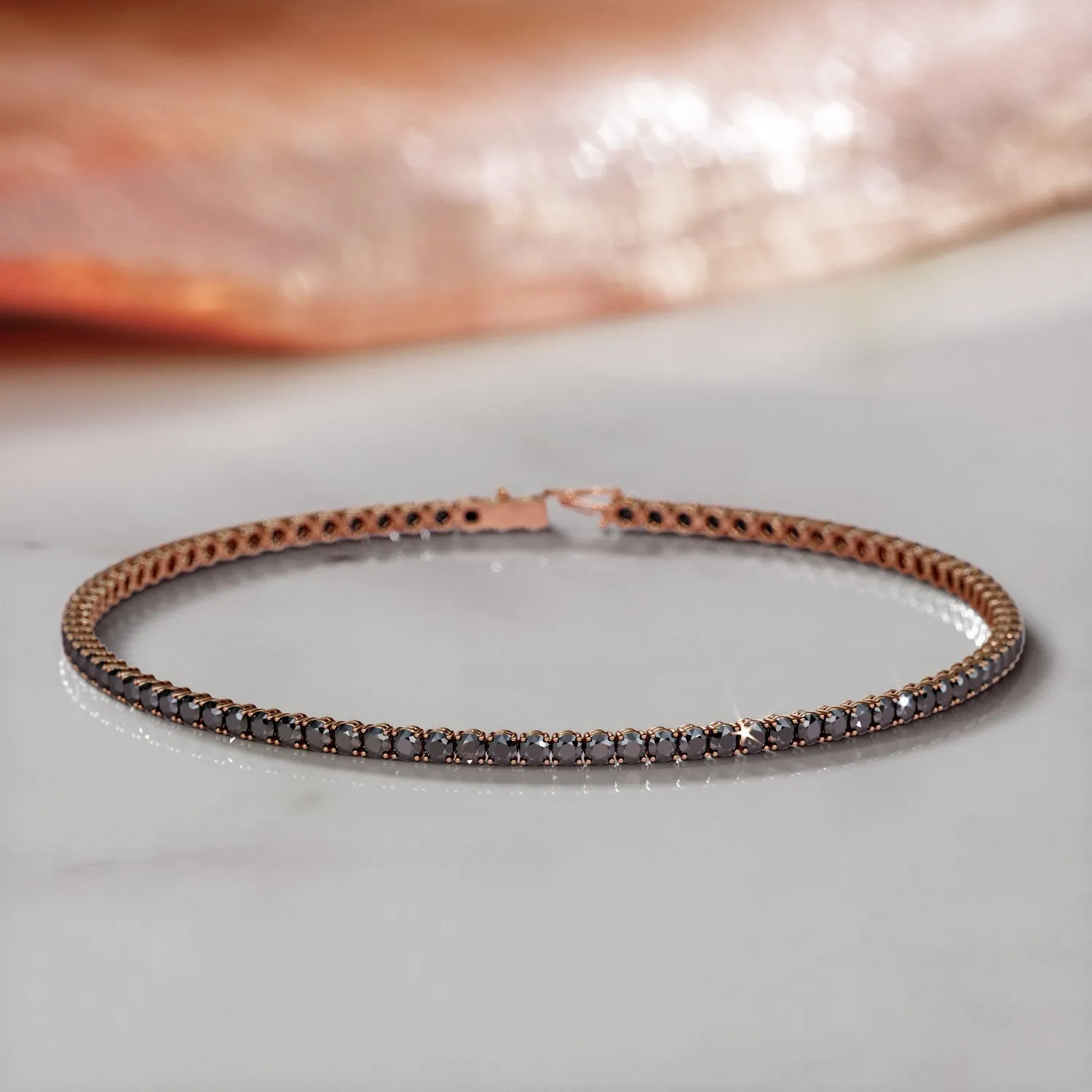 King Cobra- Black Diamonds Tennis Bracelet in Yellow Gold