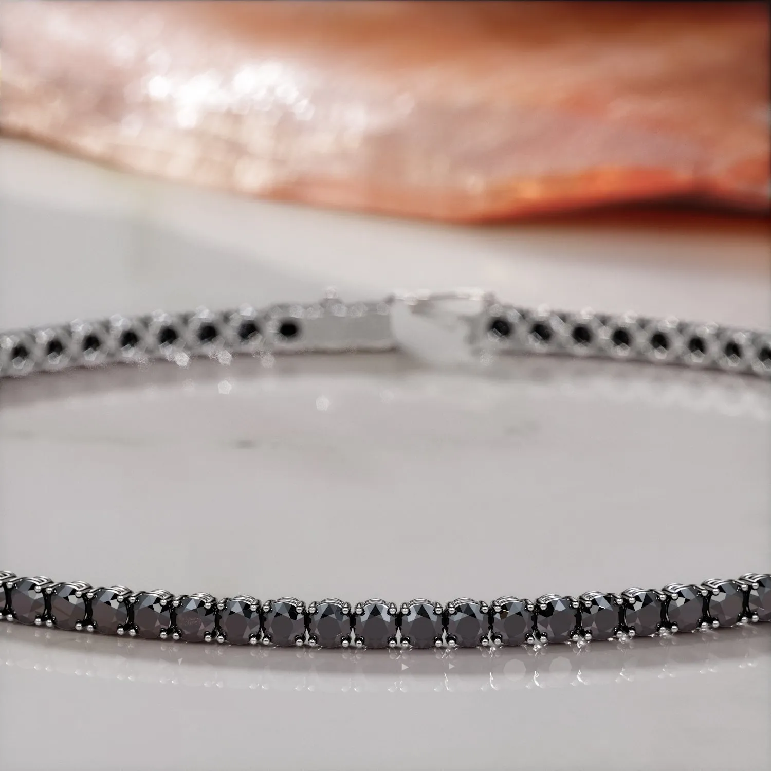 King Cobra- Black Diamonds Tennis Bracelet in Yellow Gold