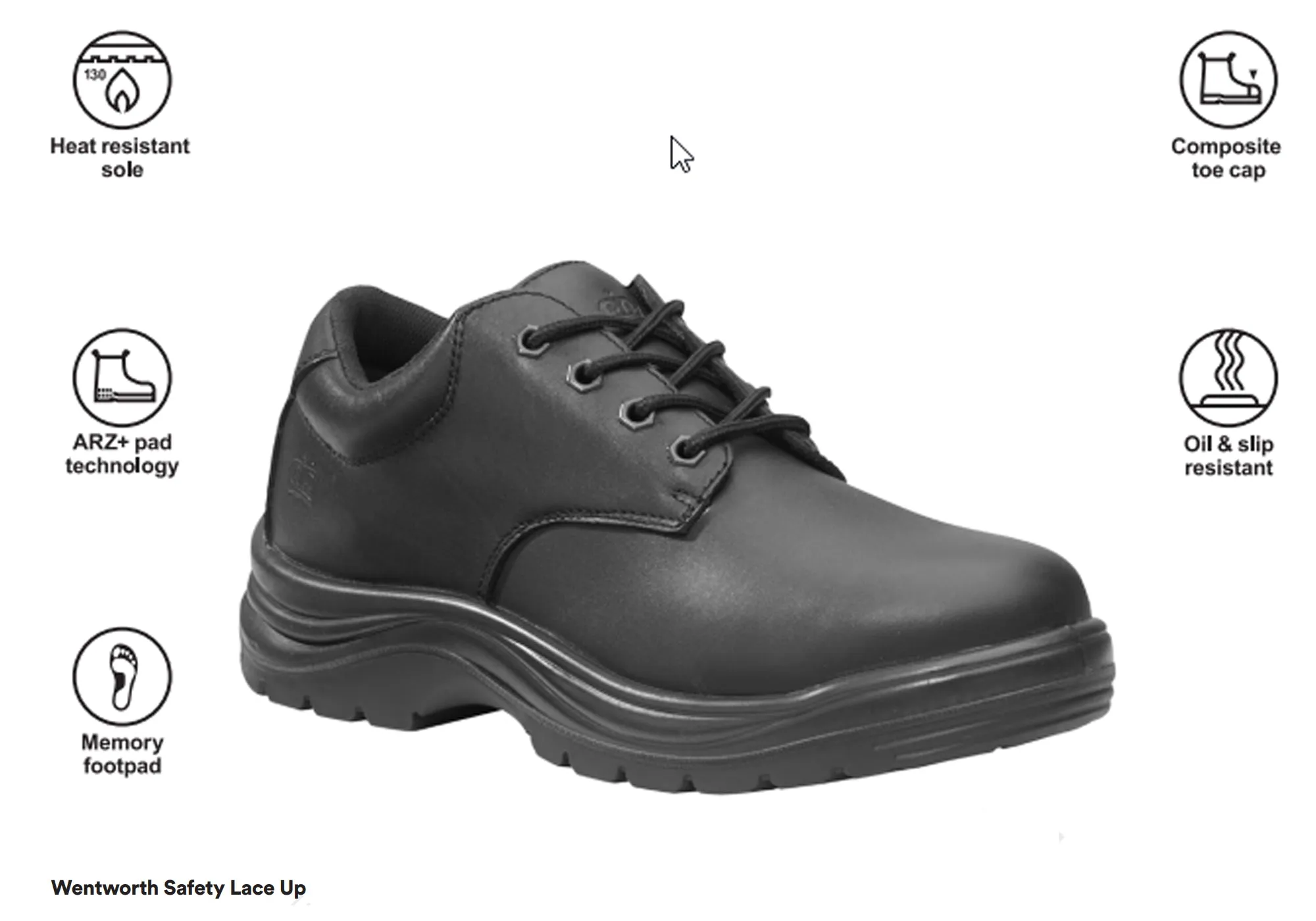KingGee Mens Wentworth Slip Resistant Safety Leather Work Shoes