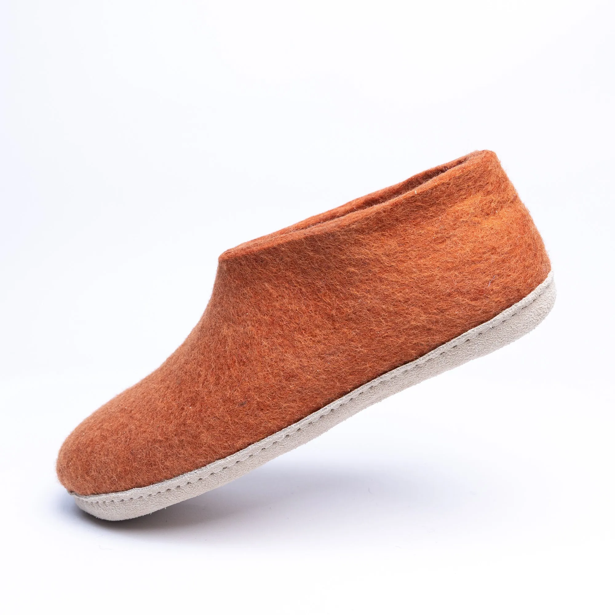 KUUMA - Orange Wool Felt Ankle Boots Bold, Cozy, Handmade Winter Shoes for Women