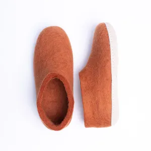 KUUMA - Orange Wool Felt Ankle Boots Bold, Cozy, Handmade Winter Shoes for Women