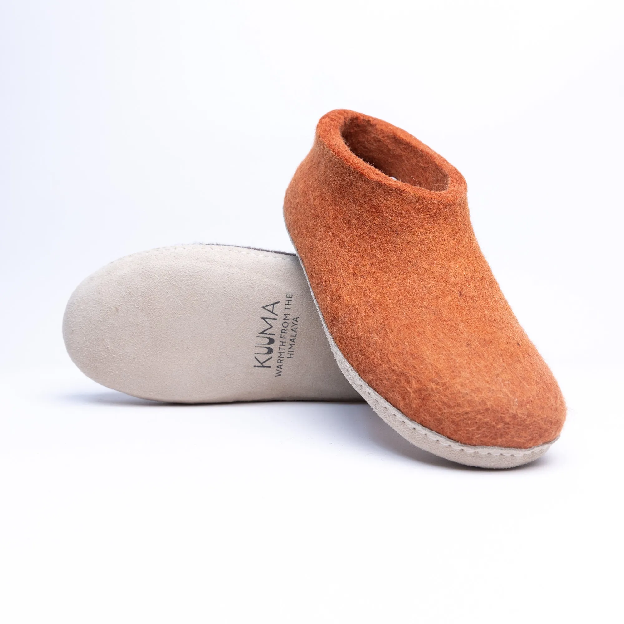 KUUMA - Orange Wool Felt Ankle Boots Bold, Cozy, Handmade Winter Shoes for Women