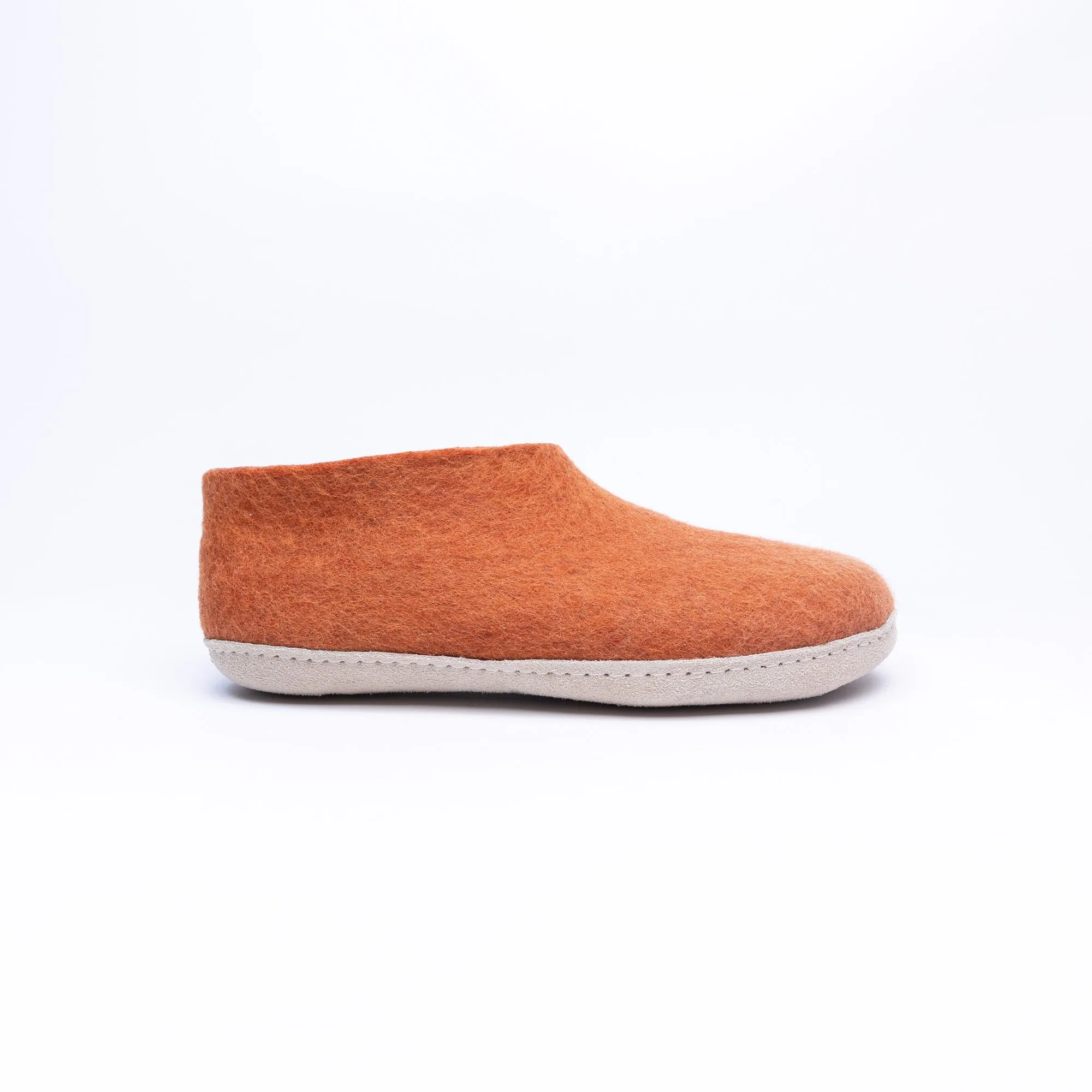 KUUMA - Orange Wool Felt Ankle Boots Bold, Cozy, Handmade Winter Shoes for Women