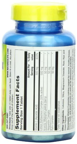 La vida de la naturaleza C500 CBR xommon, 500 mg bioflavonoids &amp; 50 mg Rutin, 100 tabletas