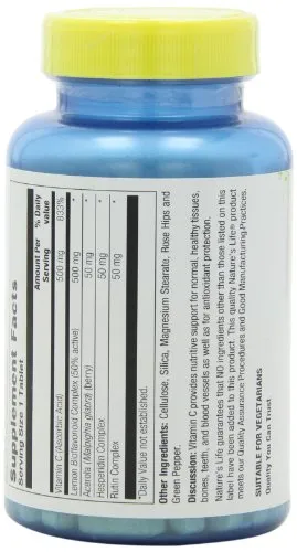 La vida de la naturaleza C500 CBR xommon, 500 mg bioflavonoids &amp; 50 mg Rutin, 100 tabletas