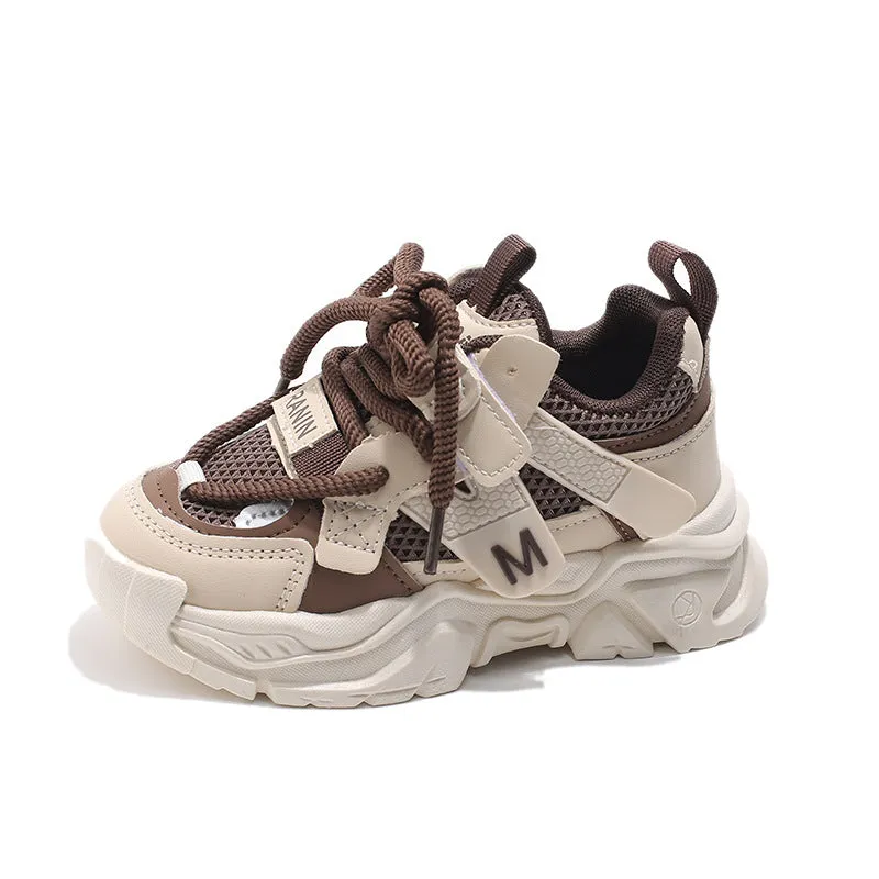 Lace Design Patch Detailed Sport Shoes - Brown