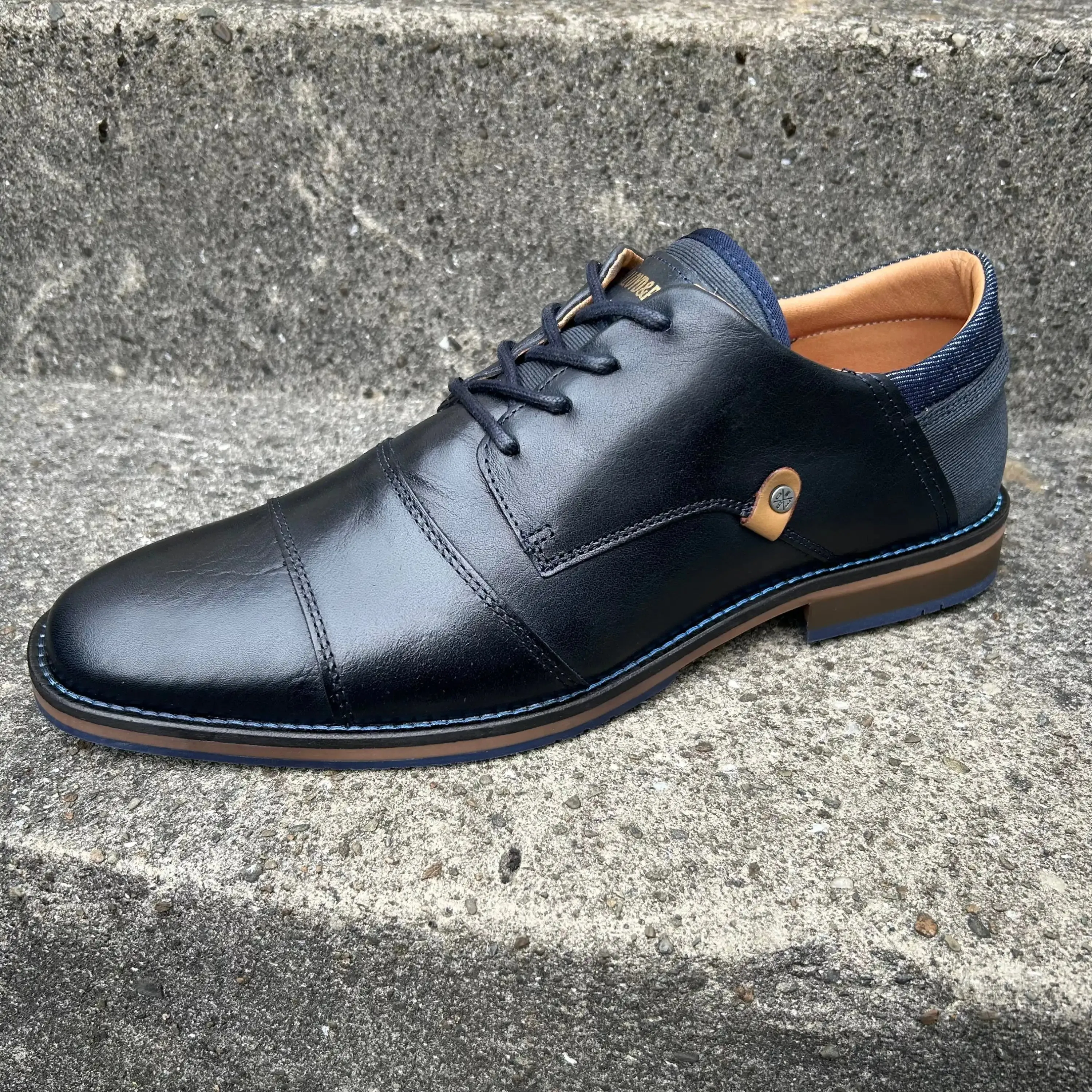 Lloyd & Pryce Mens Bazan Leather Shoes Storm Navy