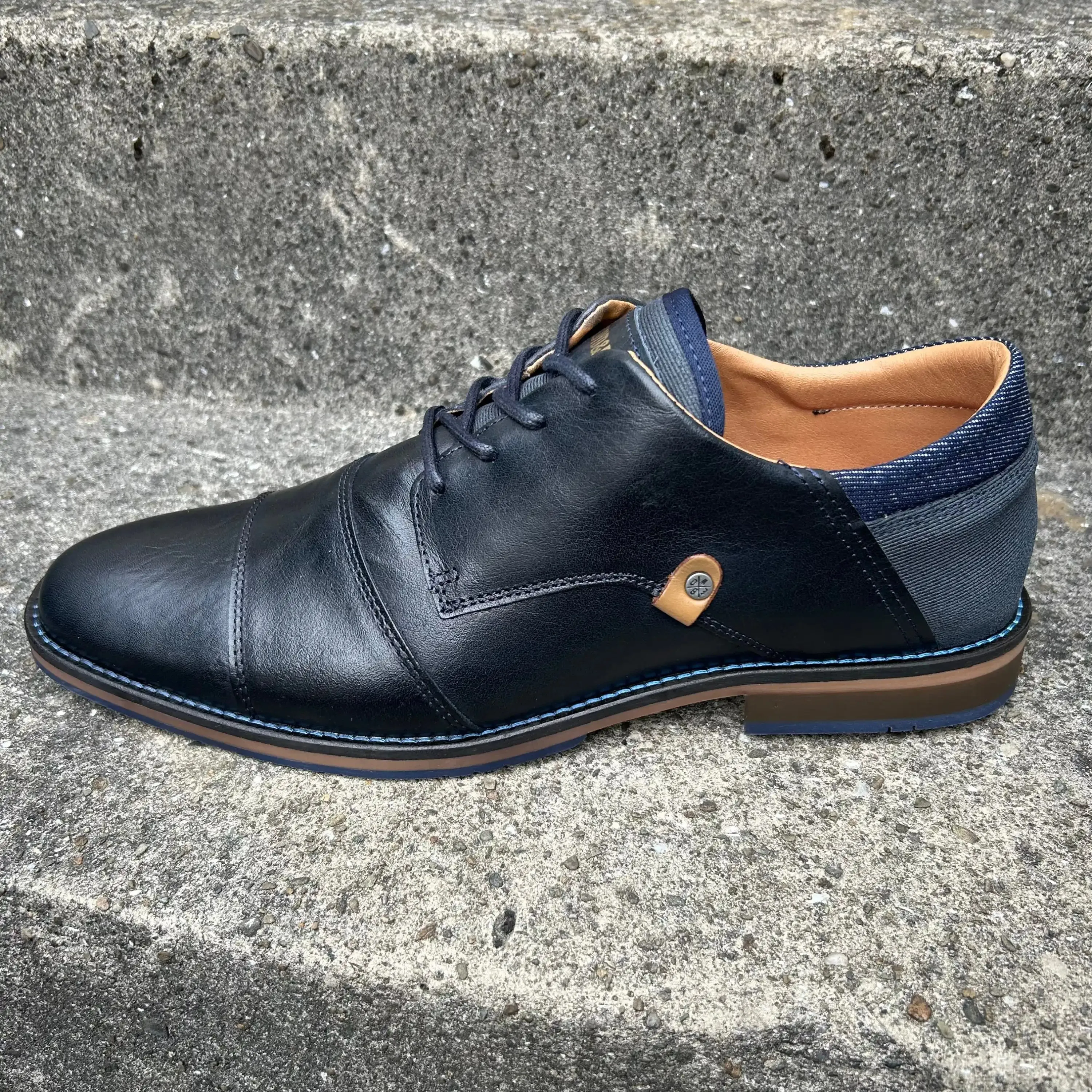 Lloyd & Pryce Mens Bazan Leather Shoes Storm Navy