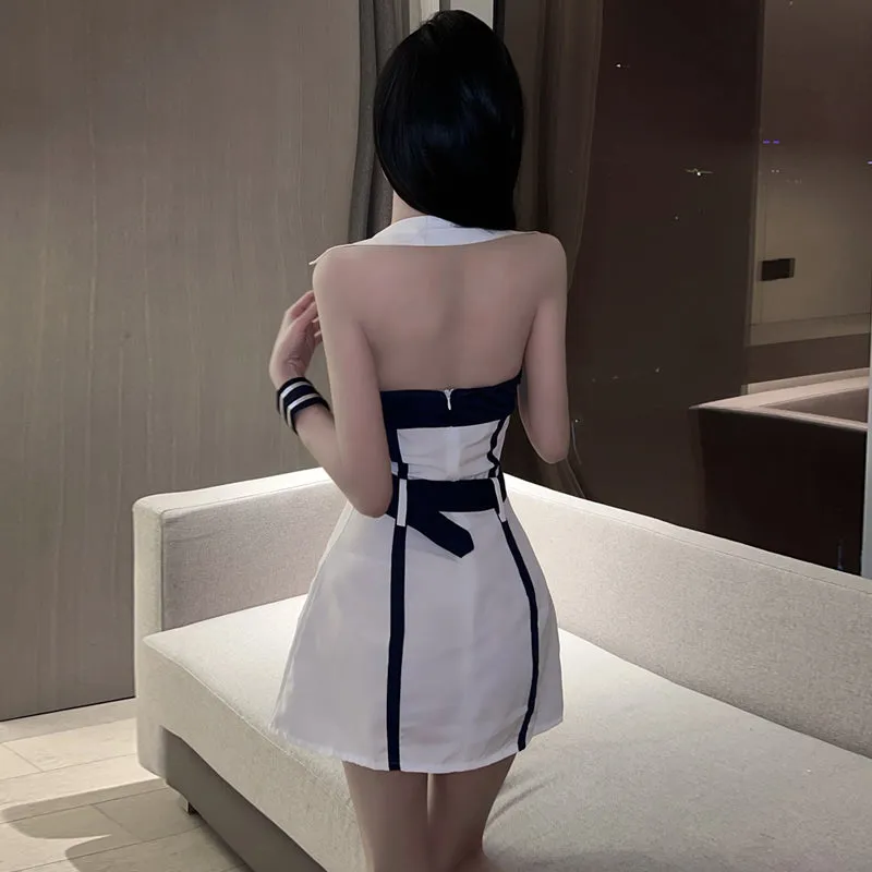 Low-cut halterneck backless uniform  AN0151
