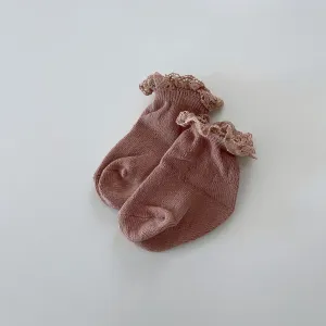 Lucy Eyelet Laced Socks, Dusty Pink