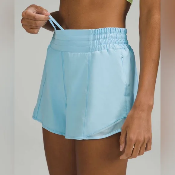 LULULEMON Hotty Hot High-Rise Lined Short 4&quot; in Blue Chill Size 8 NWT