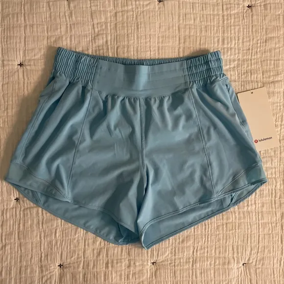 LULULEMON Hotty Hot High-Rise Lined Short 4&quot; in Blue Chill Size 8 NWT