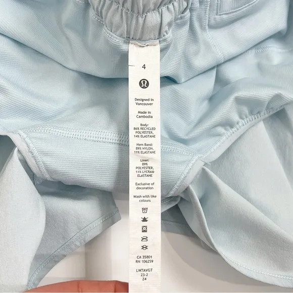 Lululemon Hotty Hot Low-Rise Lined Short 4&quot; Powder Blue