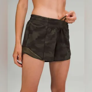 Lululemon Hotty Hot Low Rise Short 4&quot; Heritage 365 Camo Dark Olive Multi 4 Tall