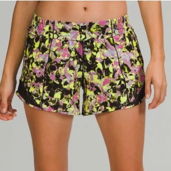 Lululemon Hotty Hot Low Rise Short Inflected Highlight Yellow Multi/Black Size 6