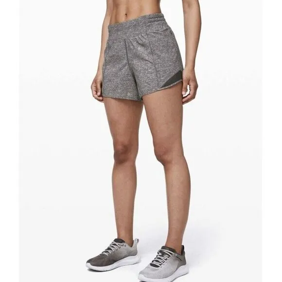 Lululemon Hotty Hot Short High Rise Long 4&quot; Heather Lux Multi Black 6 Tall EUC