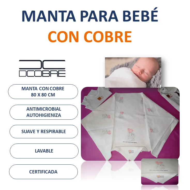 Manta Bebé ALGODÓN con COBRE activo varios diseños.