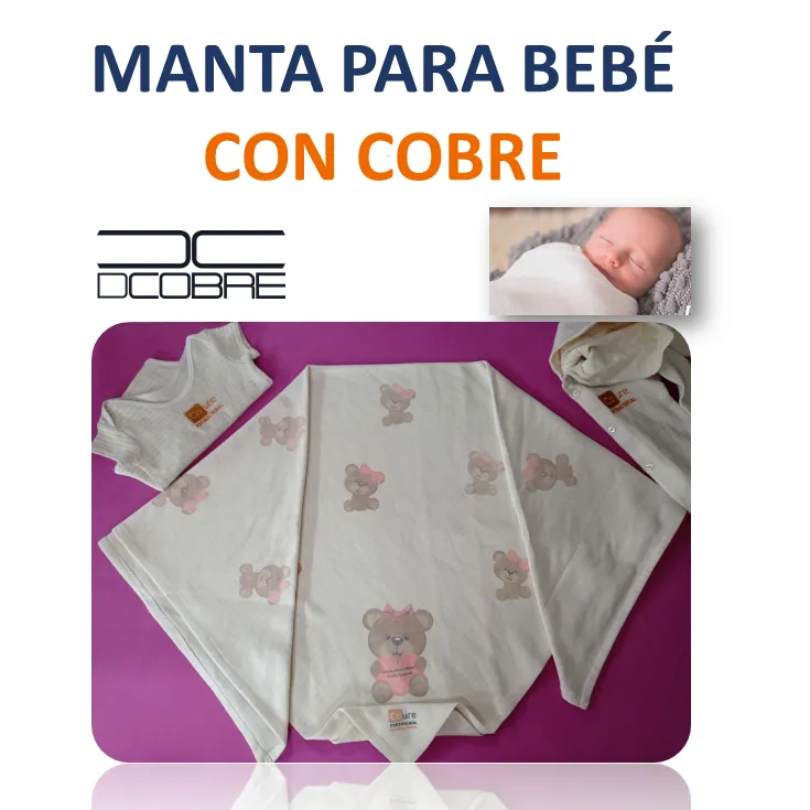 Manta Bebé ALGODÓN con COBRE activo varios diseños.