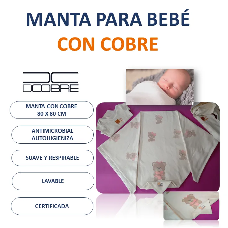 Manta Bebé ALGODÓN con COBRE activo varios diseños.