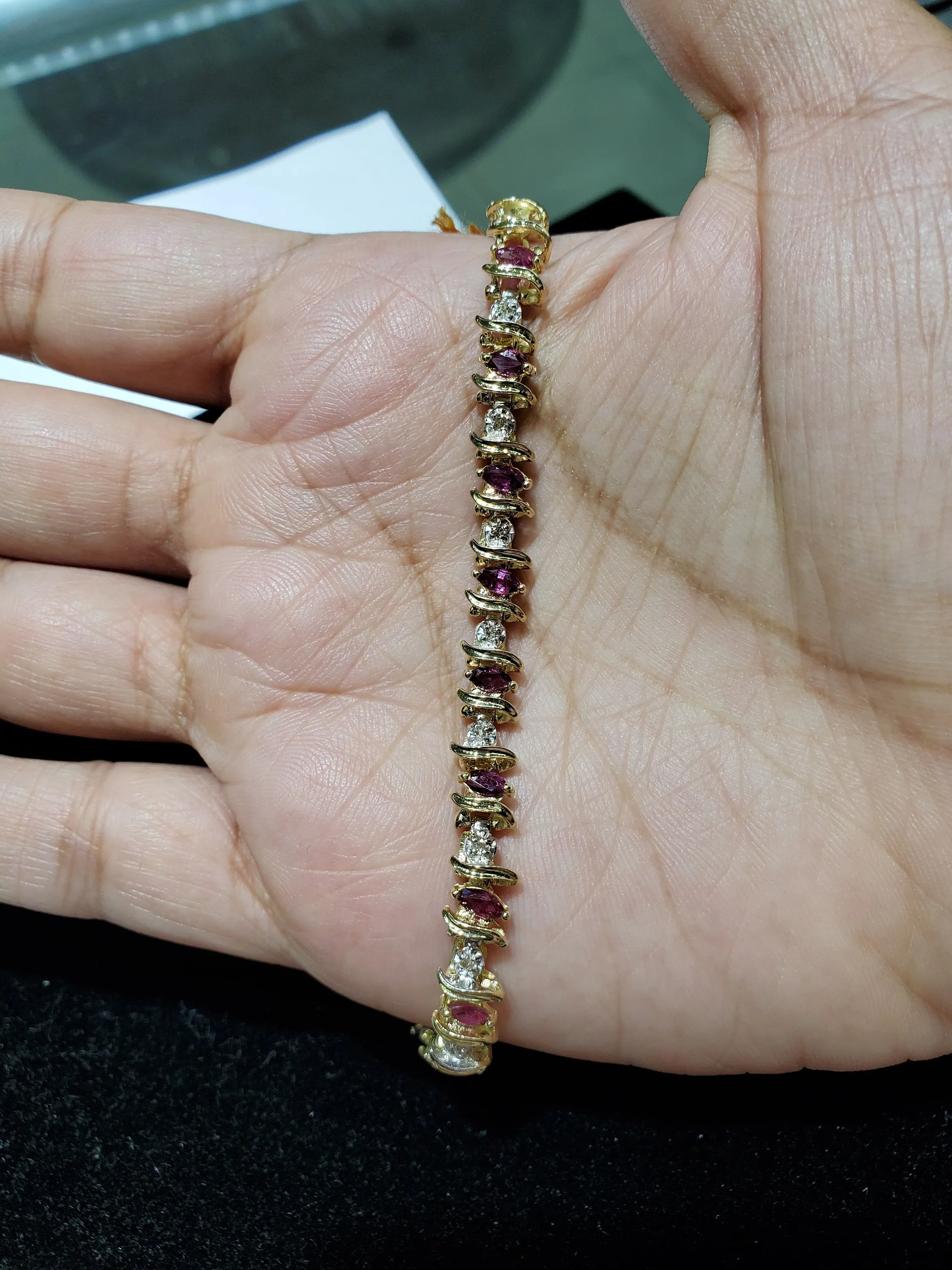 Marquise Ruby & Diamond Tennis Bracelet