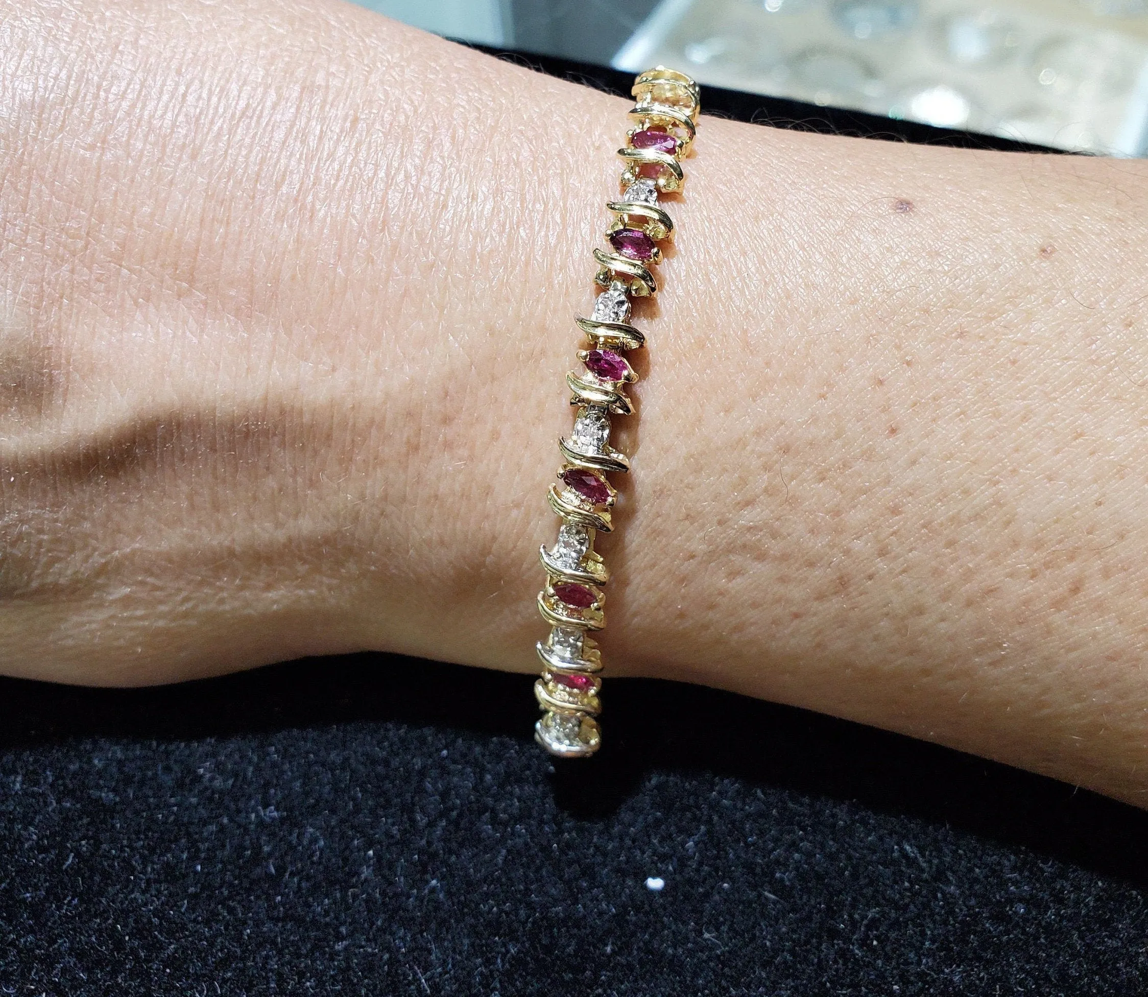 Marquise Ruby & Diamond Tennis Bracelet