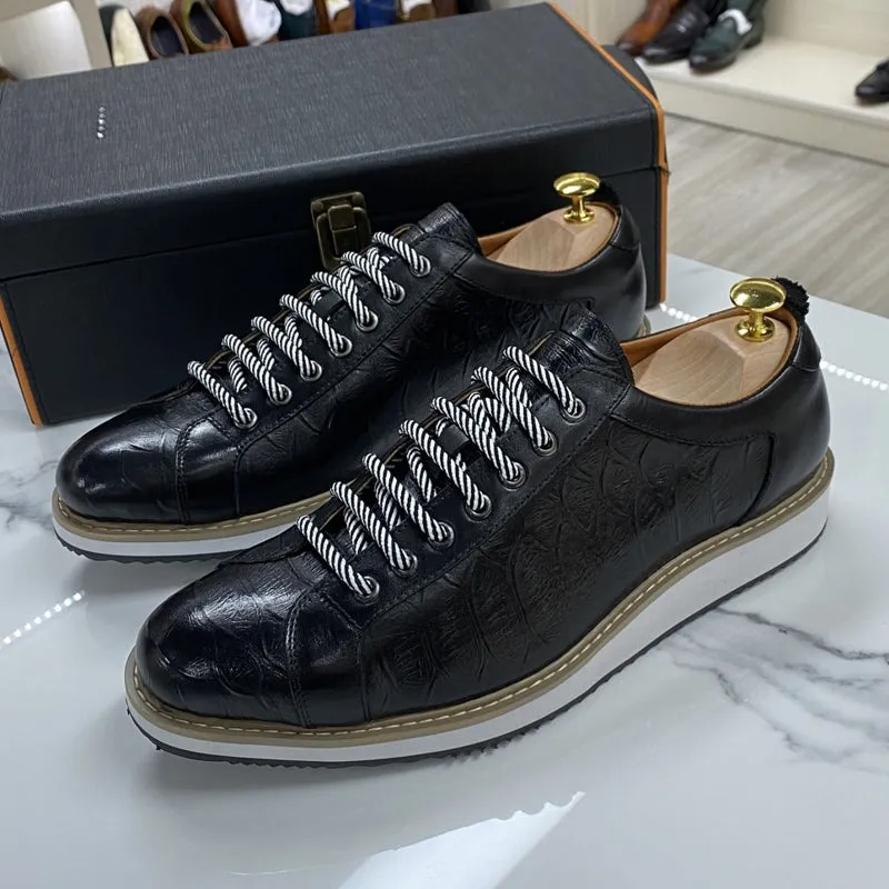 Men Casual Shoes Real Cow Leather Flat Shoes