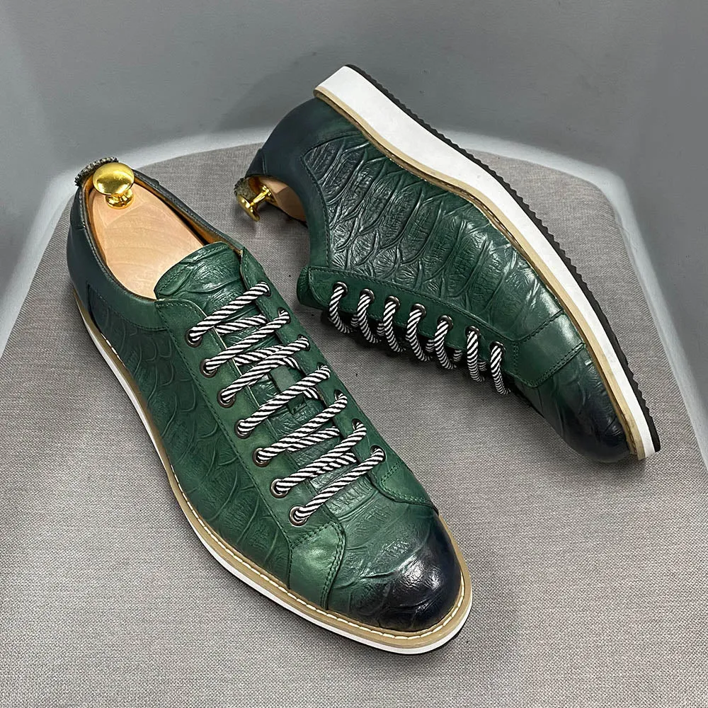 Men Casual Shoes Real Cow Leather Flat Shoes
