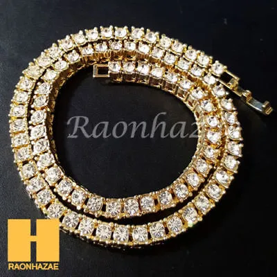 MEN HIP HOP DOG TAG TENNIS CHAIN DIAMOND CUT 30" CUBAN LINK CHAIN S51