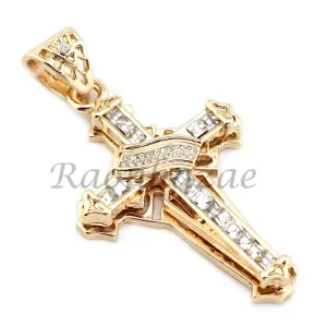 MENS 14K GOLD PT JESUS CROSS 18" TENNIS CHAIN 16" 30" CHOKER CUBAN CHAIN S28G