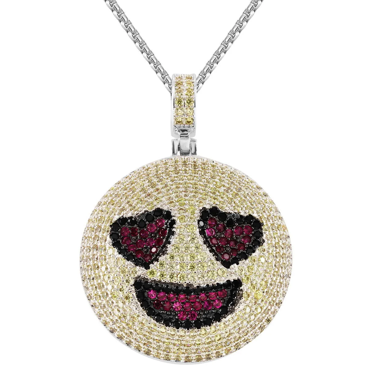 Men's  Love Struck Circle Emoji Custom Pendant Chain