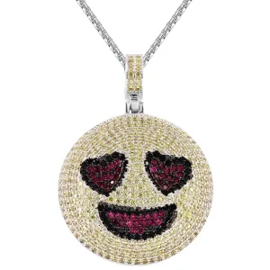 Men's  Love Struck Circle Emoji Custom Pendant Chain