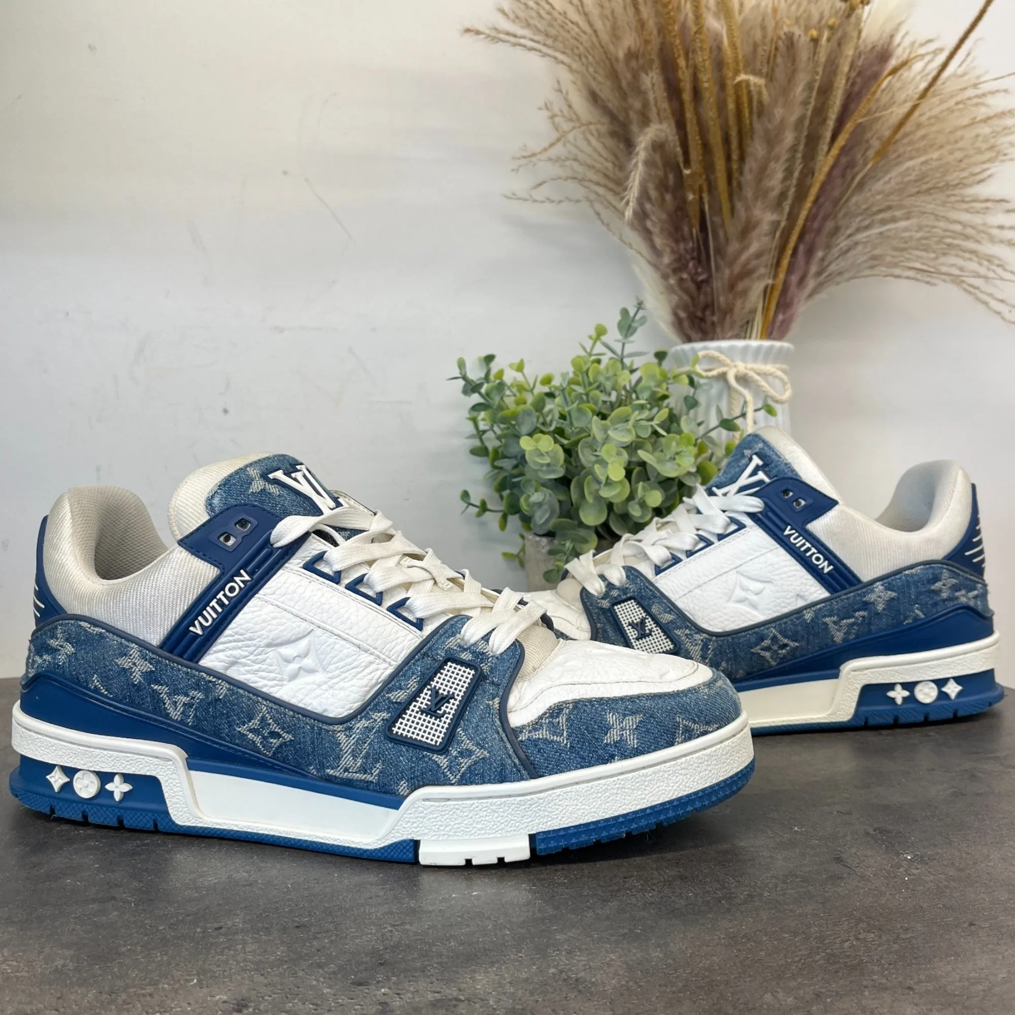 Men's Lv Denim Low Trainers Blue Size EU 42.5 / UK 8.5