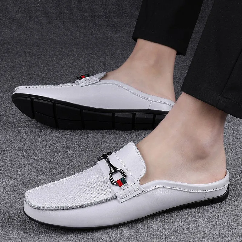 Men's Real Leather Slip-on  House Shoes