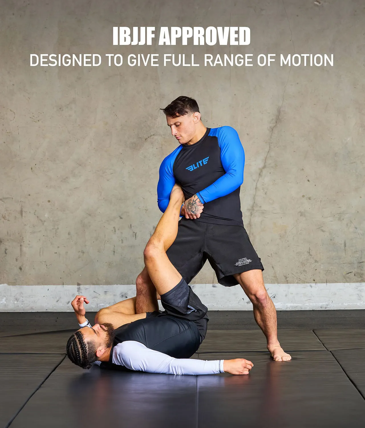 Men's Standard Blue Long Sleeve No-Gi BJJ Rash Guard