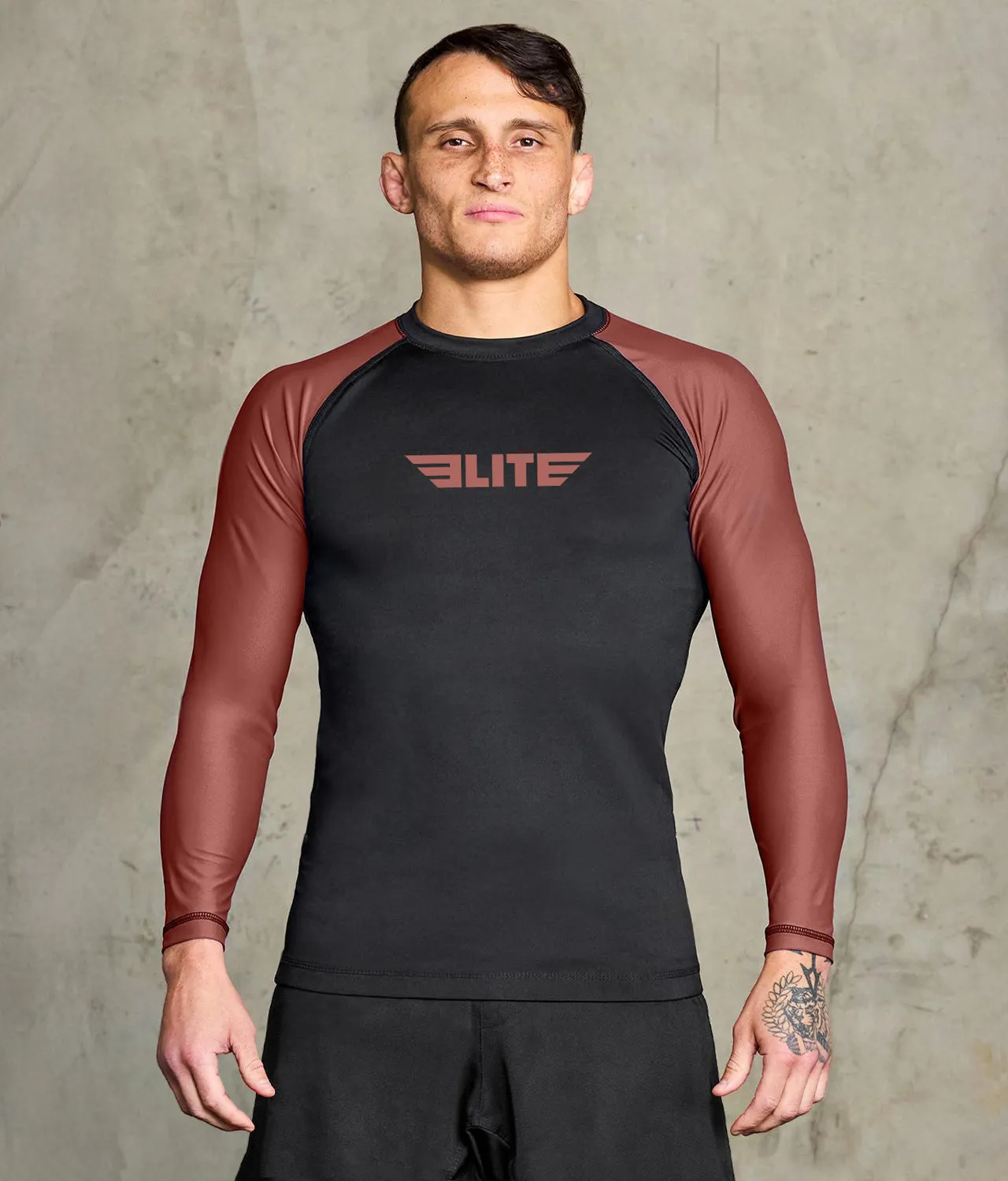 Men's Standard Brown Long Sleeve Muay Thai Rash Guard