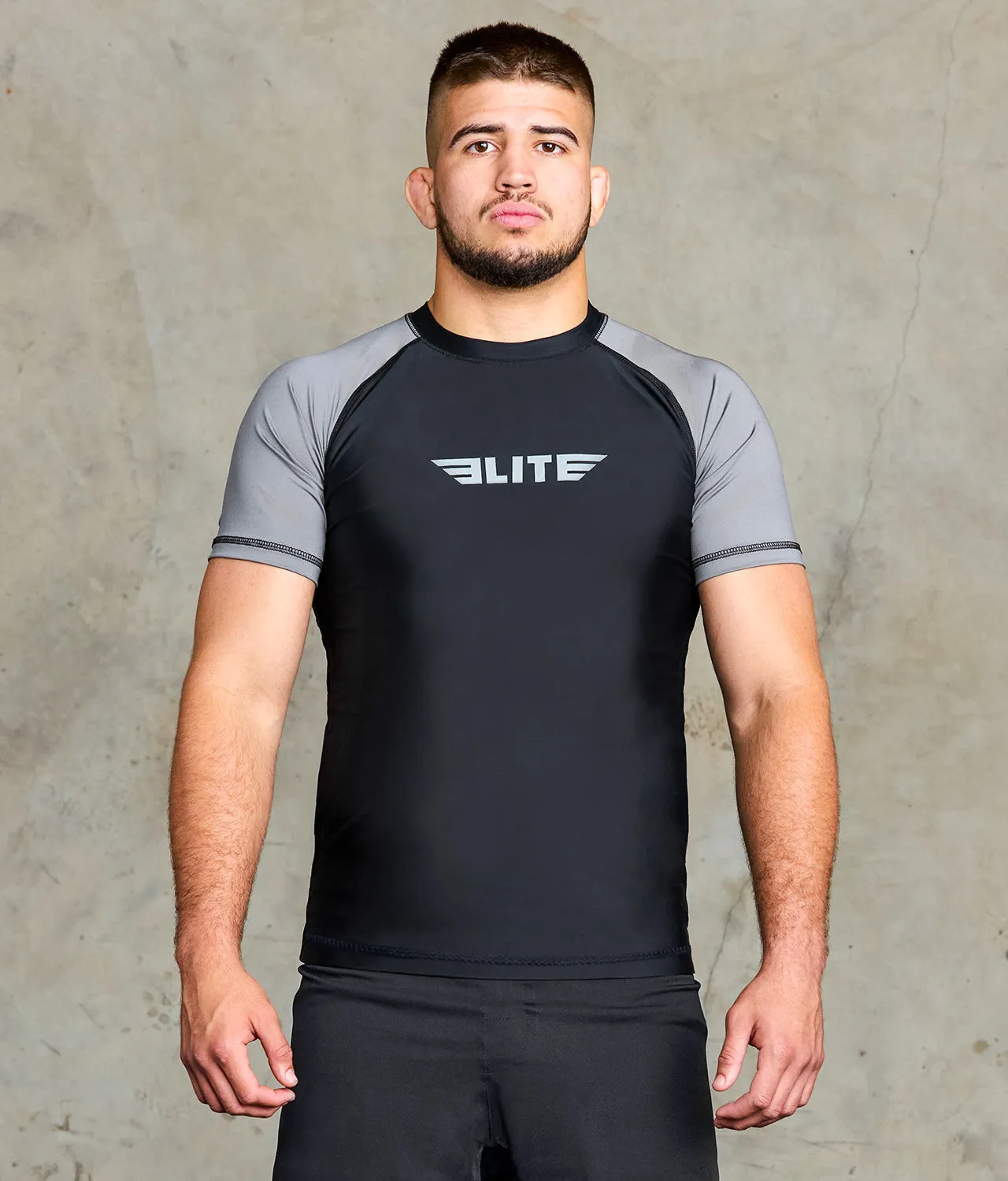 Men's Standard Gray Short Sleeve Training Rash Guard