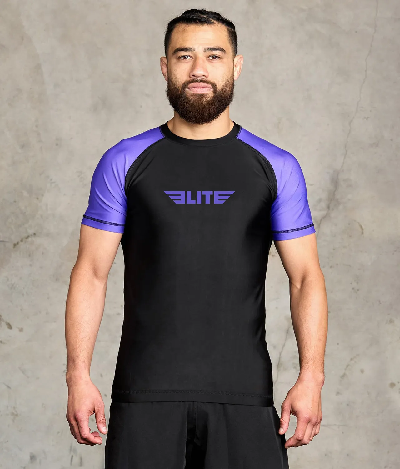 Men's Standard Purple Short Sleeve Muay Thai Rash Guard
