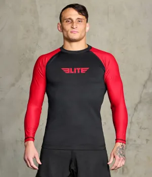 Men's Standard Red Long Sleeve Wrestling Rash Guard