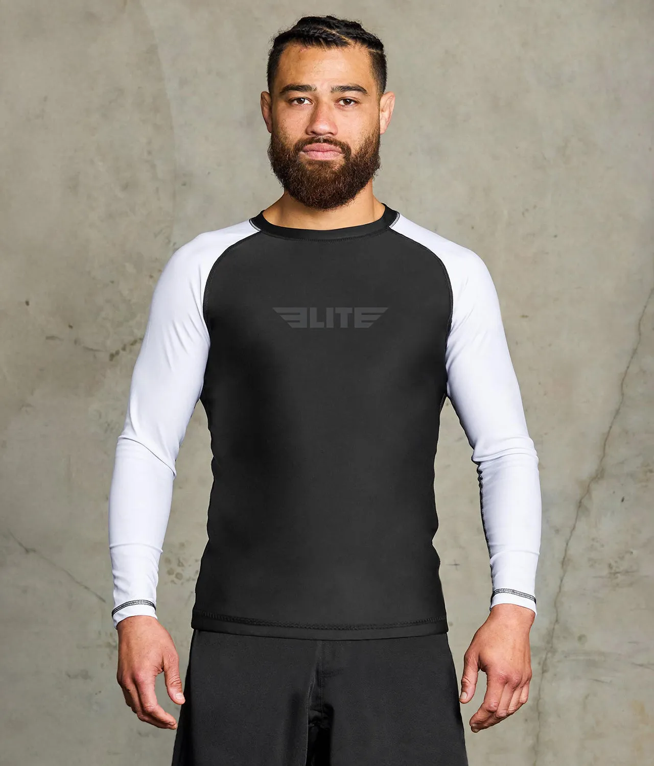 Men's Standard White Long Sleeve Training Rash Guard