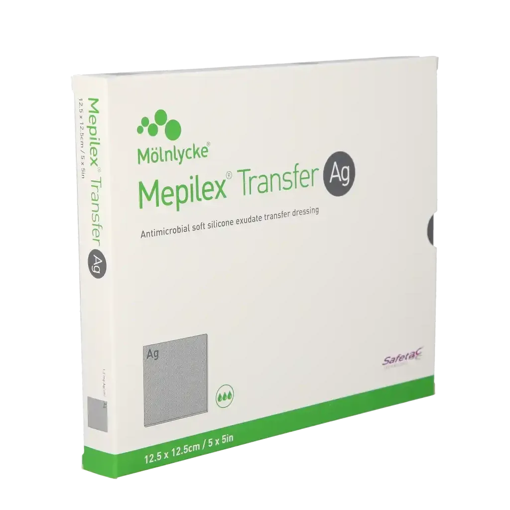 Mepilex Transfer Ag Antimicrobial Soft Silicone Exudate Transfer Dressing