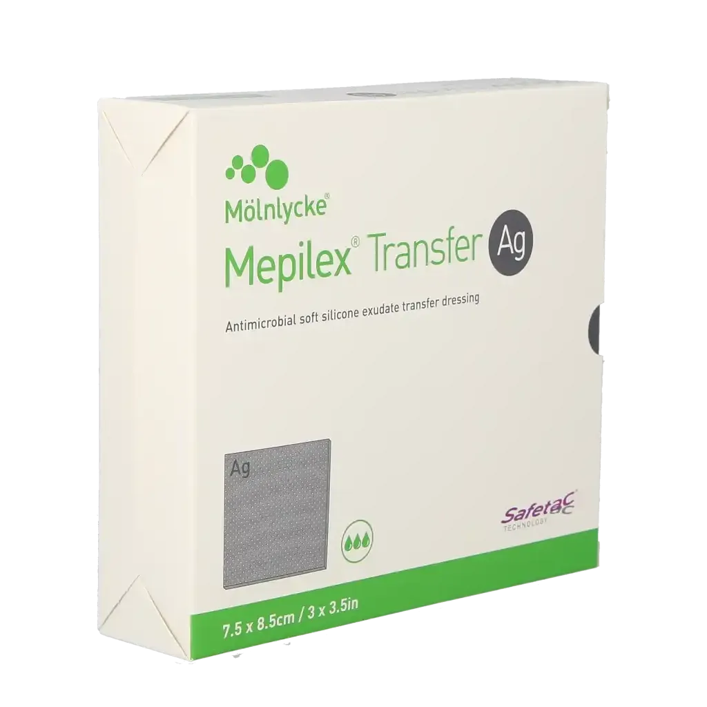 Mepilex Transfer Ag Antimicrobial Soft Silicone Exudate Transfer Dressing