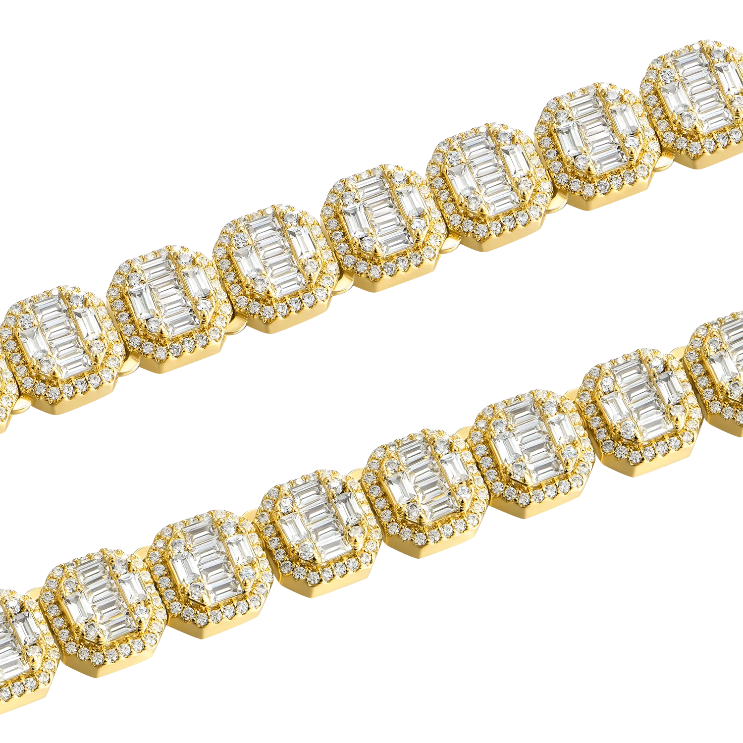 Moissanite Baguette Clustered Tennis Chain - 8mm