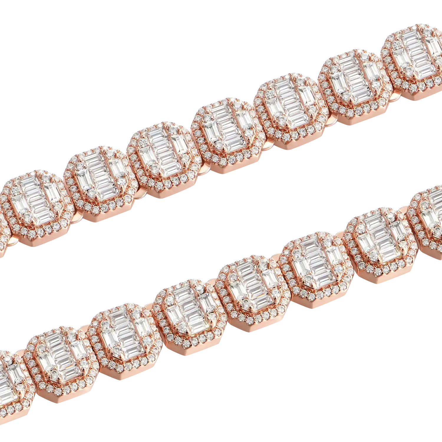 Moissanite Baguette Clustered Tennis Chain - 8mm