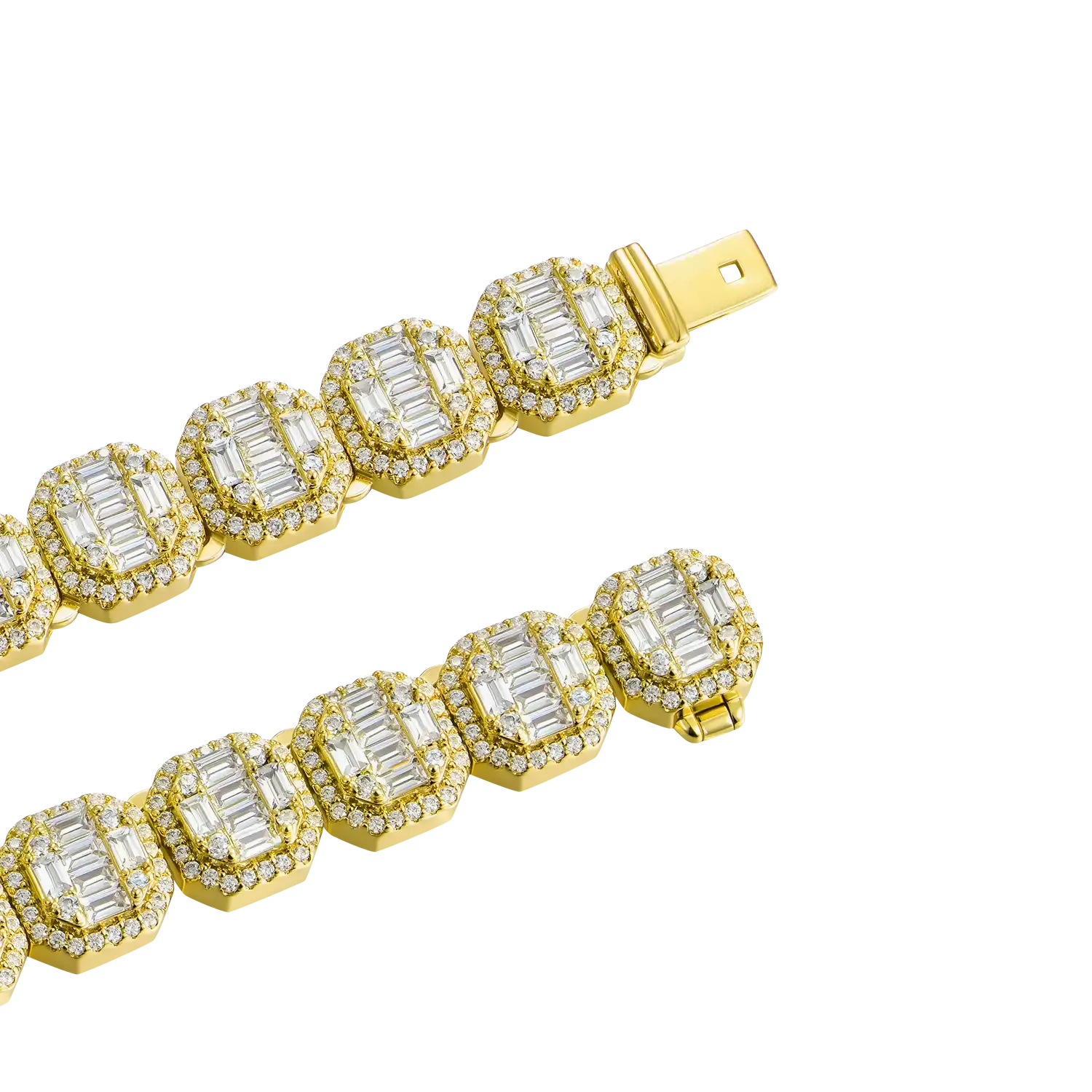 Moissanite Baguette Clustered Tennis Chain - 8mm