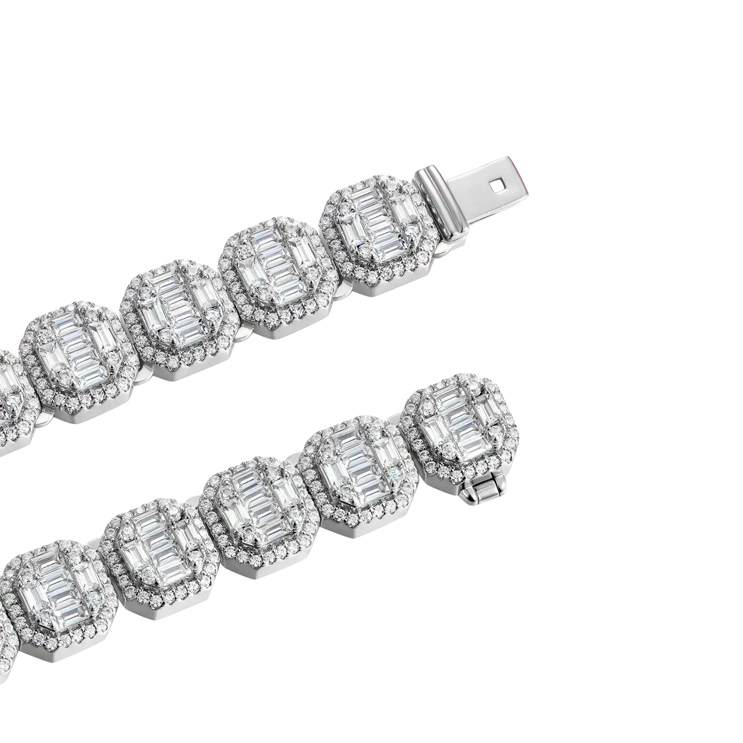 Moissanite Baguette Clustered Tennis Chain - 8mm