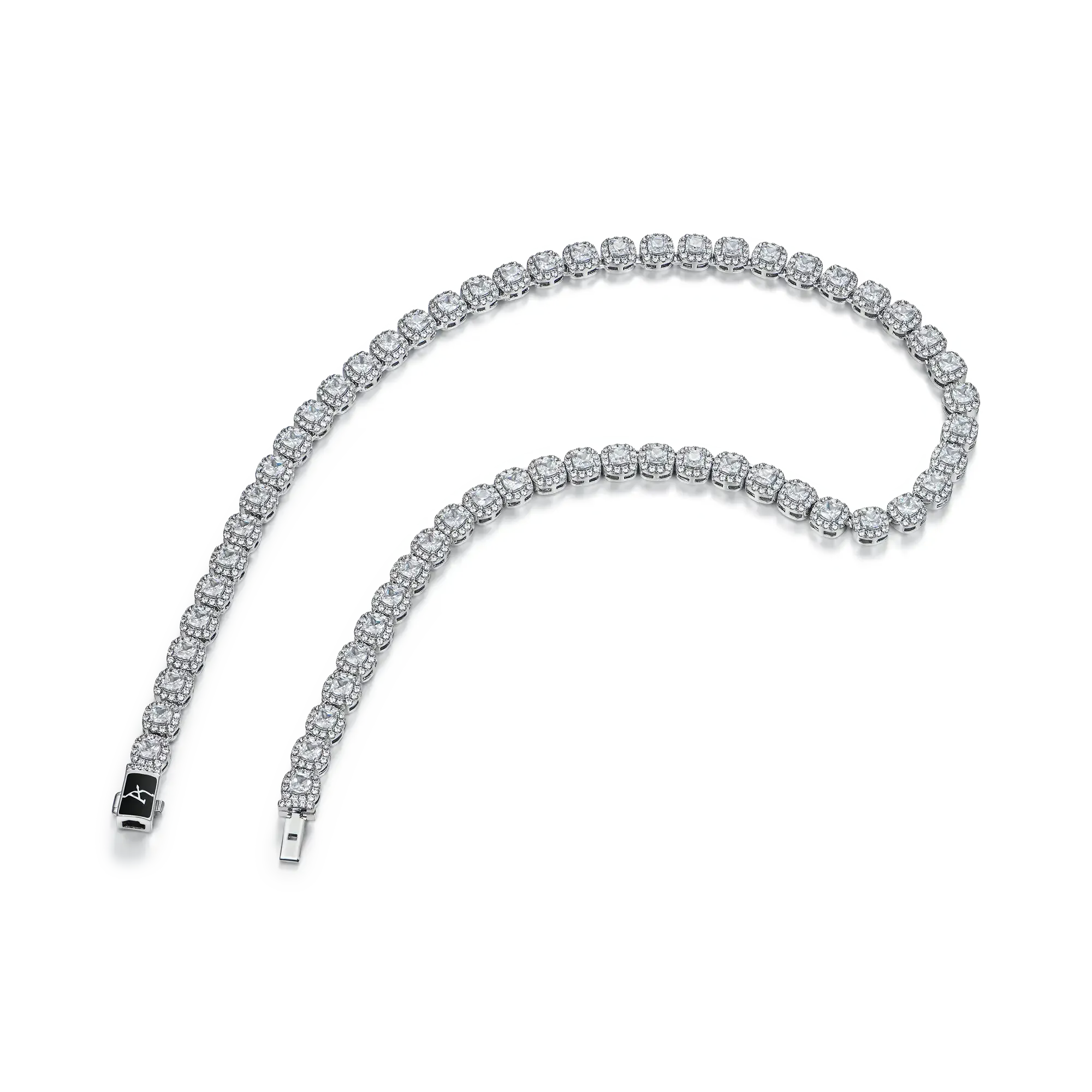 Moissanite Cushion-Cut Clustered Tennis Chain - 7mm